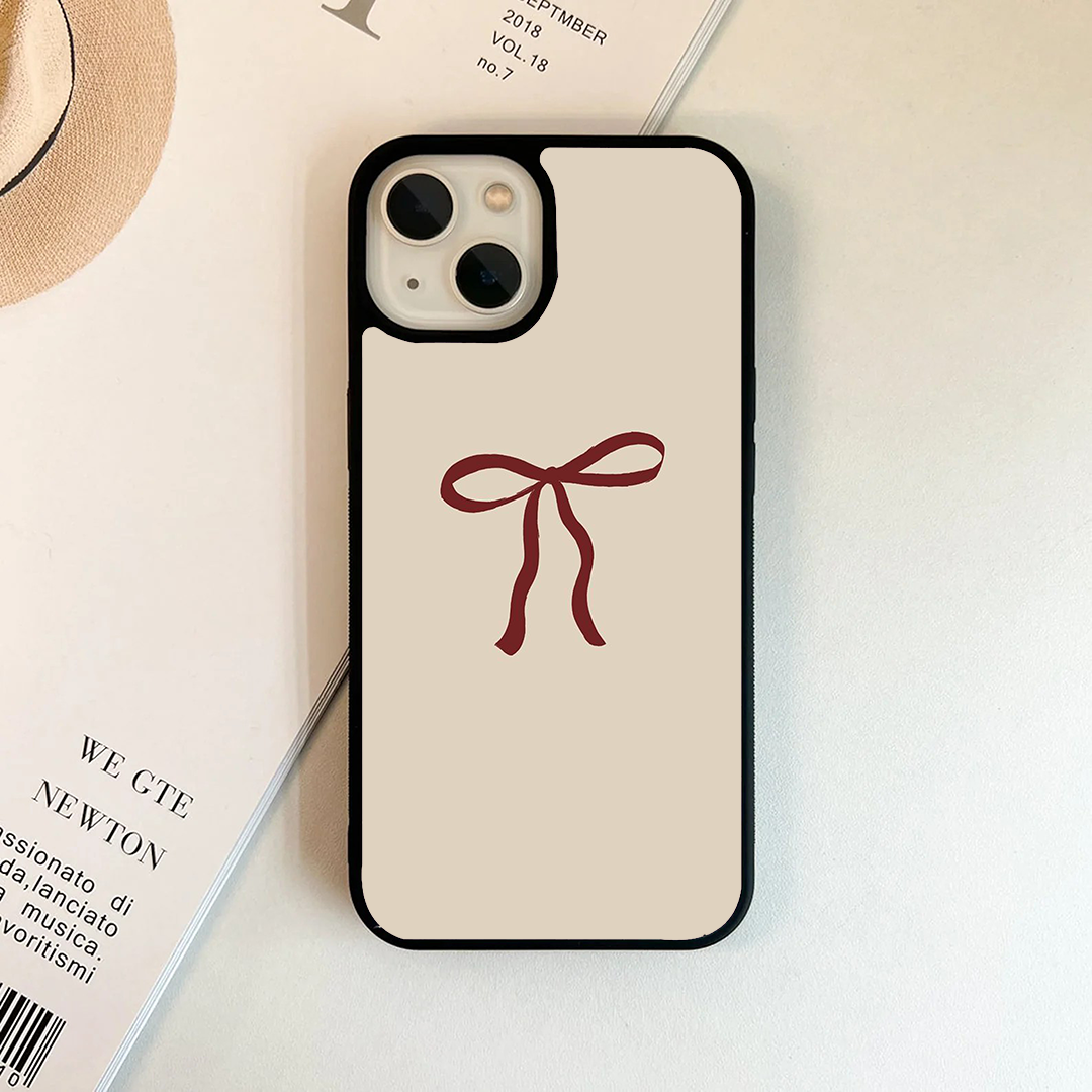 Cute Bow Burgundy Printed Protective Case