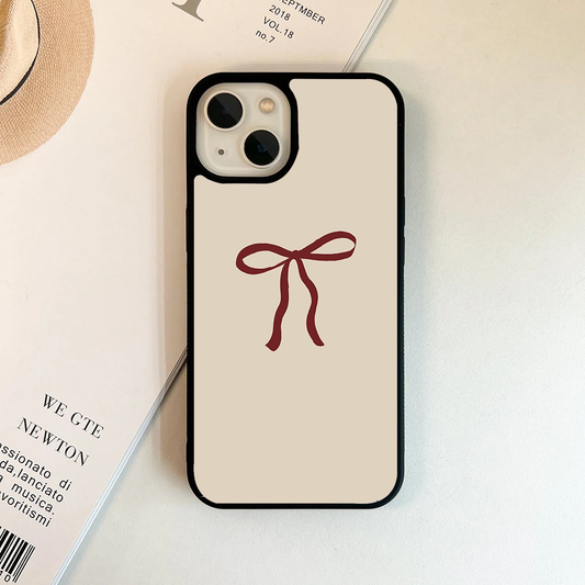 Cute Bow Burgundy Printed Protective Case