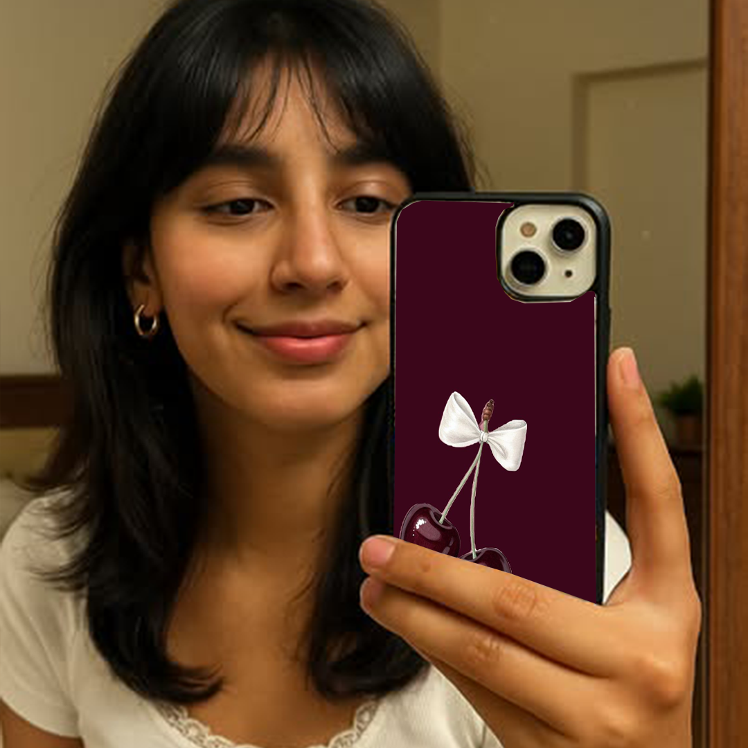 Cherry Bow Burgundy Printed Protective Case