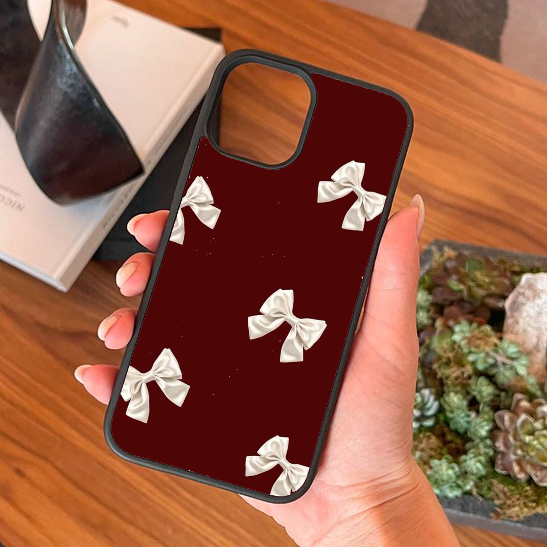 Candy Bow Blush Burgundy Printed Protective Case