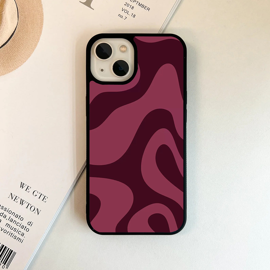 Retro Swirl Blush Burgundy Printed Protective Case