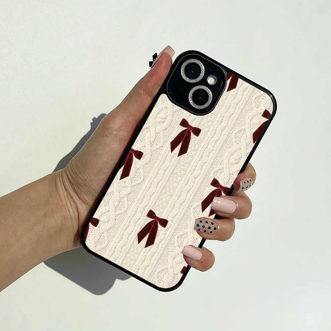 Sweater Ribbon Knot Blush Burgundy Printed Protective Case