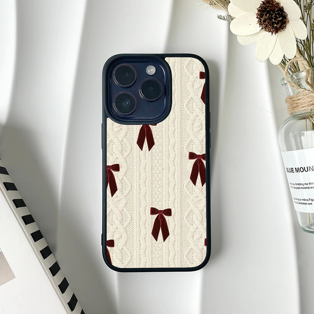Sweater Ribbon Knot Blush Burgundy Printed Protective Case