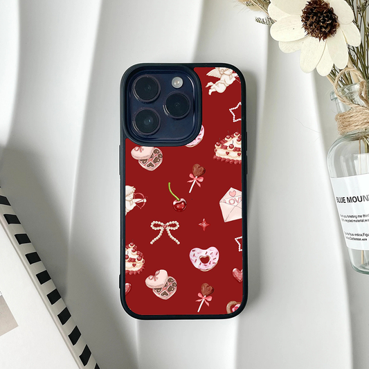 Icey Bow Blush Burgundy Printed Protective Case