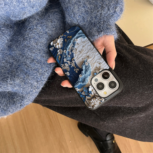 Waves Flowers Printed Protective Phone case