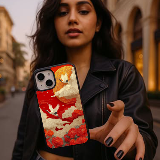 Red Theme Birds Printed Protective Phone case