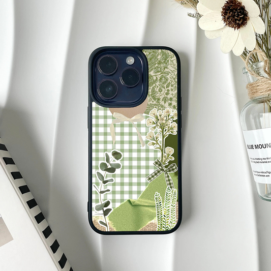 Checked Green Lilac Pastel Printed Protective Case
