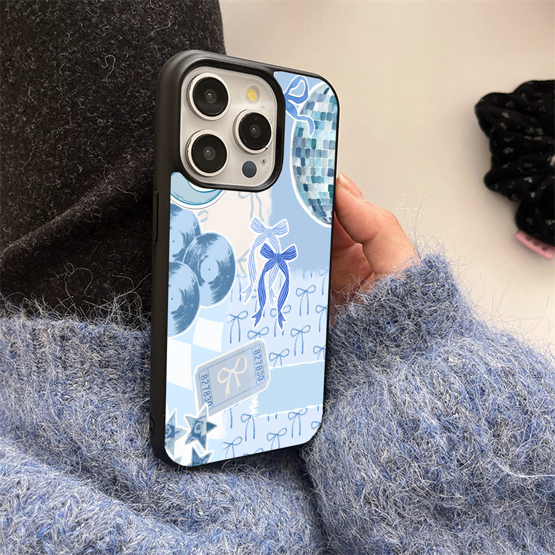 Pastel Blue Bow Printed Protective Case