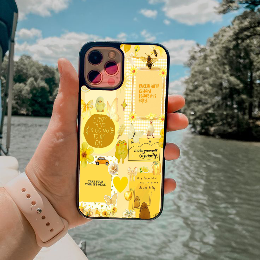 Bee Yellow Collage Pastel Printed Protective Case