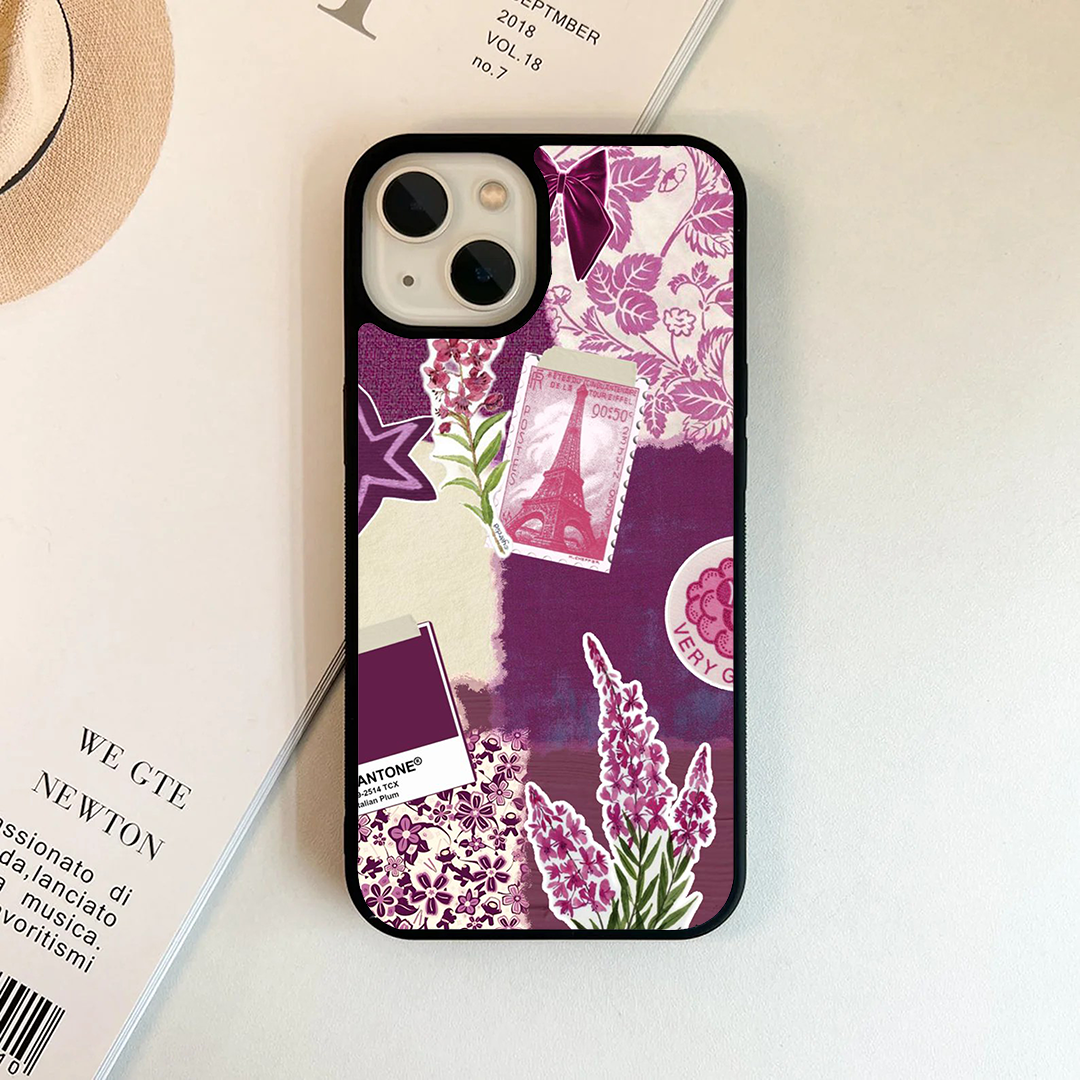 Maroon Collage Pastel Printed Protective Case
