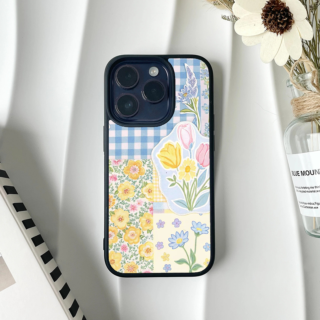 Checked Blue Pastel Printed Protective Case