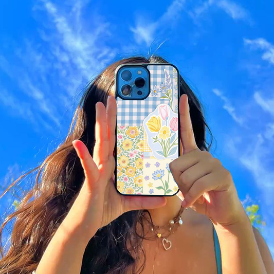 Checked Blue Pastel Printed Protective Case