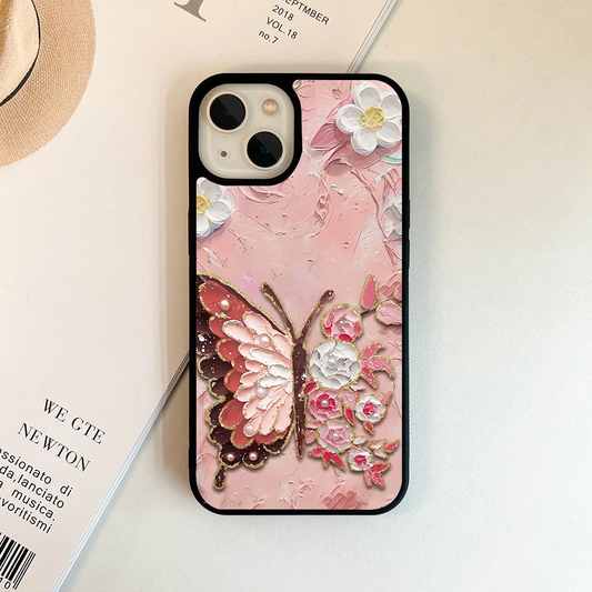 Autumn Peachy Butterfly Floral Acrylic Printed Protective Case