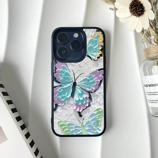 Aqua Butterfly Floral Acrylic Printed Protective Case