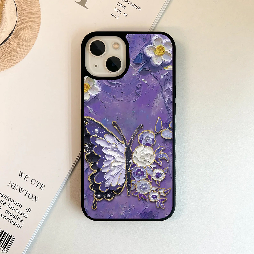 Half Butterfly Floral Acrylic Printed Protective Case