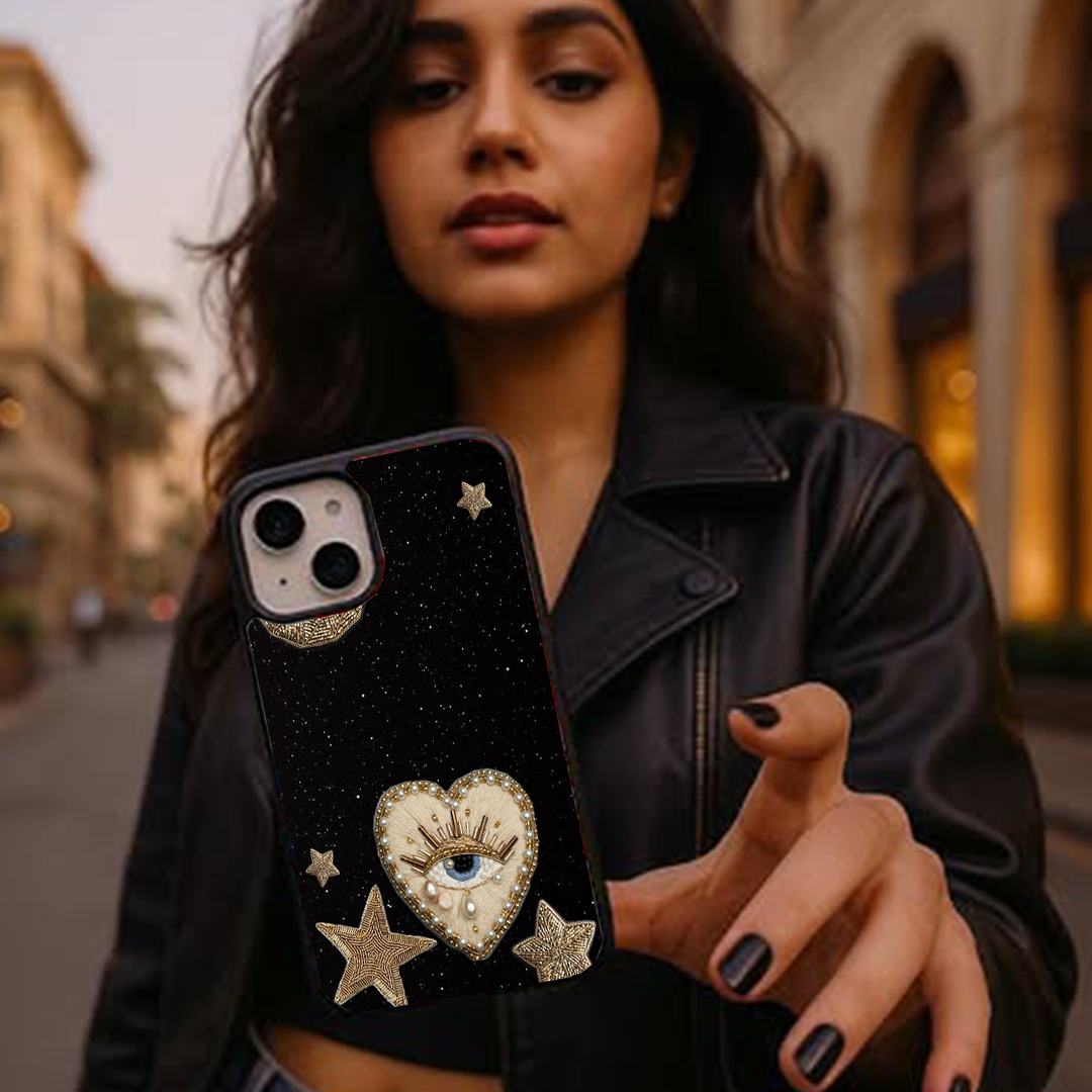 Heart Evil Eye Galactic Charm Printed Protective Case