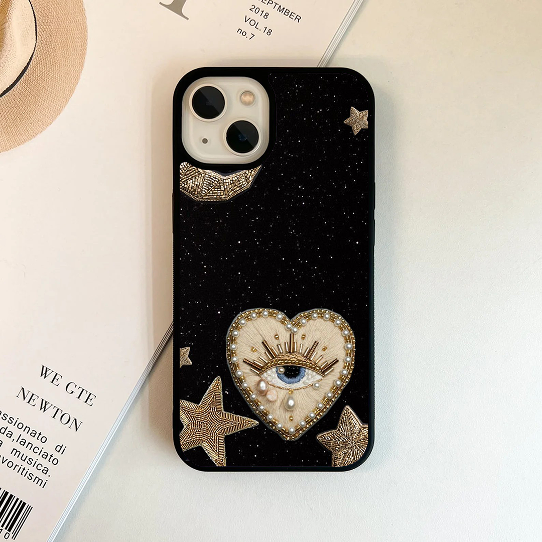 Heart Evil Eye Galactic Charm Printed Protective Case