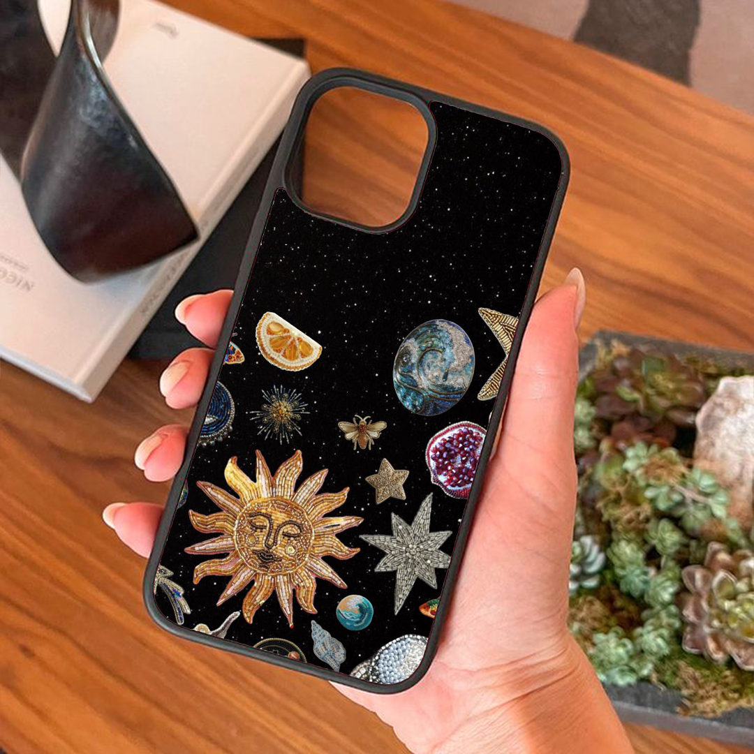 Orange Galactic Sun Charm Printed Protective Case
