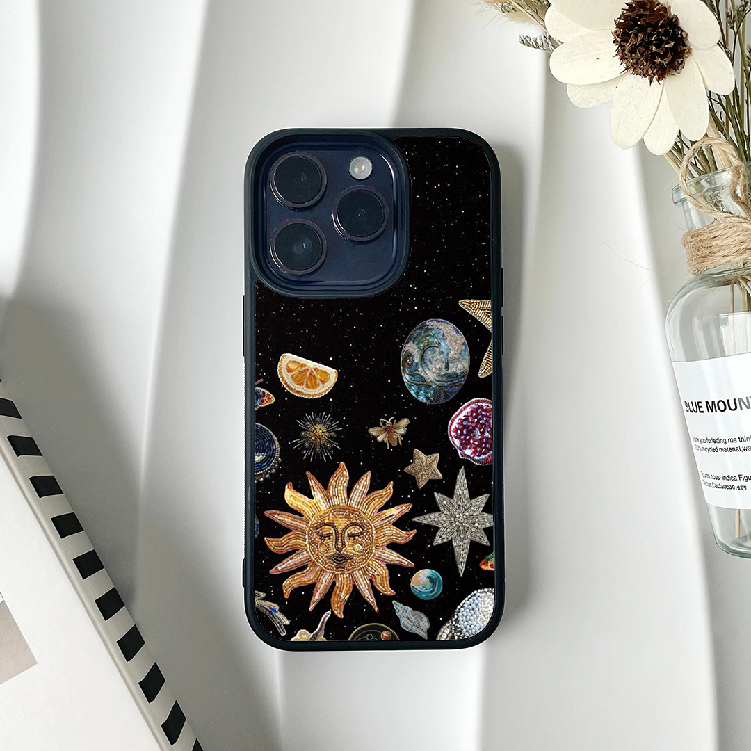 Orange Galactic Sun Charm Printed Protective Case