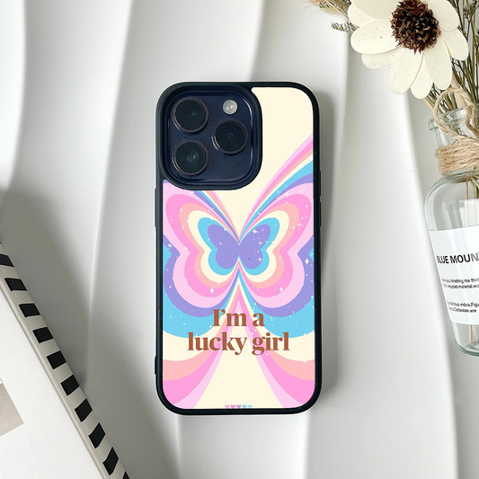 Lucky Girl Fly Happy Thoughts Printed Protective Case