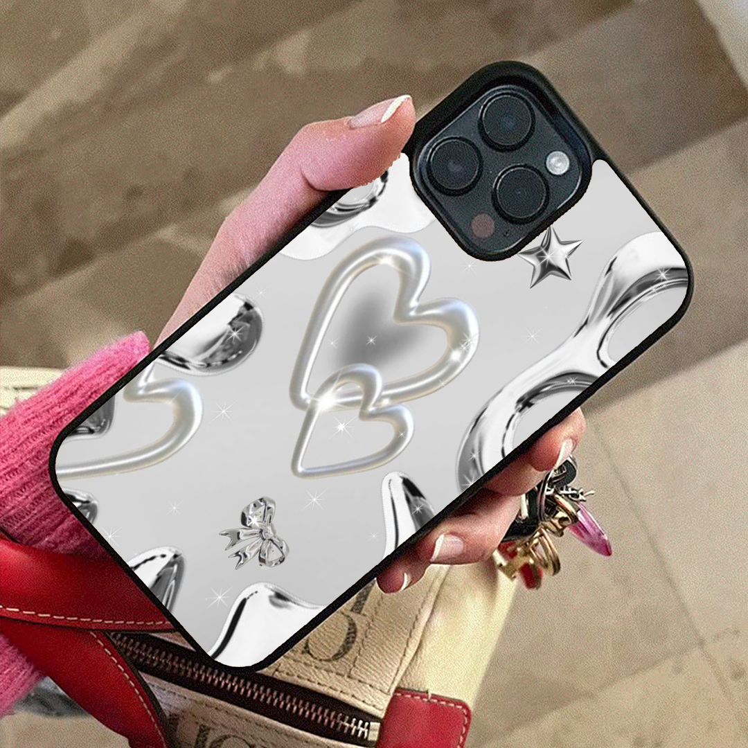 Heart Bow Sparkly Pink Printed Protective Case