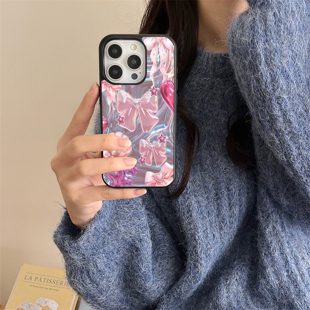 Bow Start Sparkly Pink Printed Protective Case
