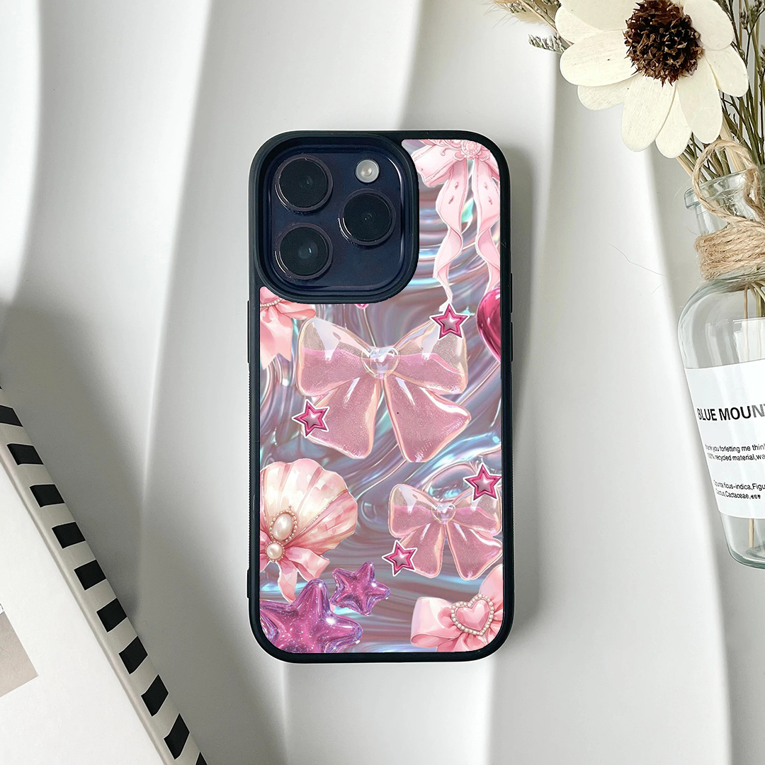 Bow Start Sparkly Pink Printed Protective Case