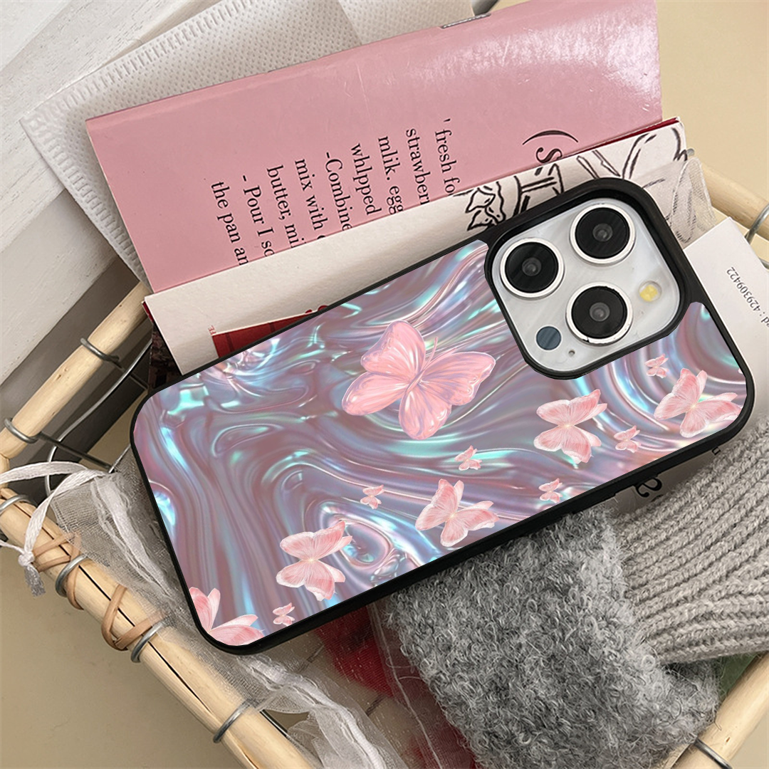 Pink Butterfly Sparkly Pink Printed Protective Case