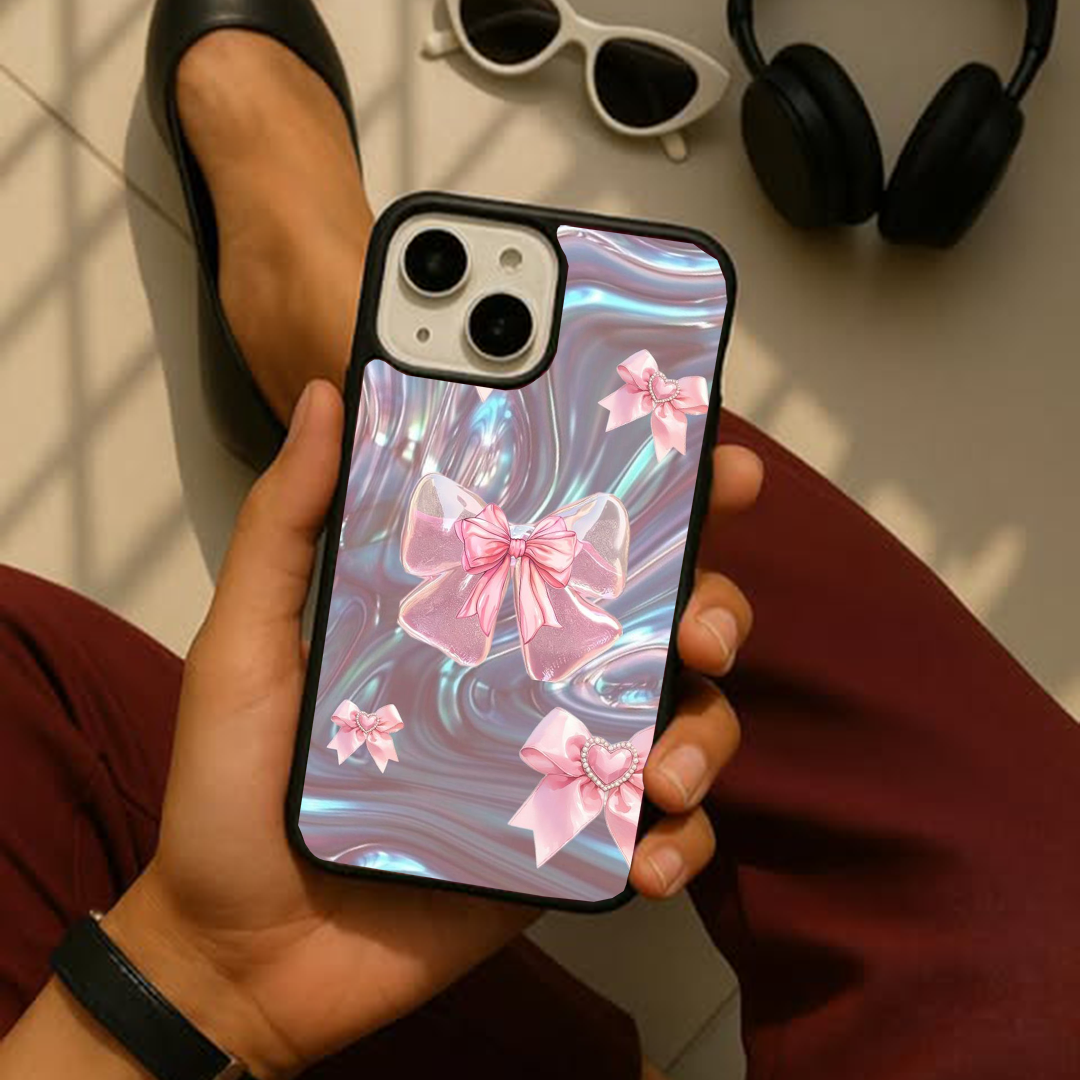 Cute Bows Angel Sparkly Pink Printed Protective Case