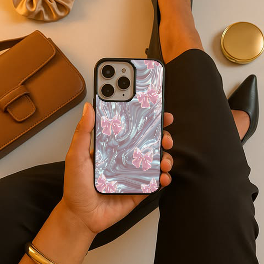 Tiny Bow Sparkly Pink Printed Protective Case