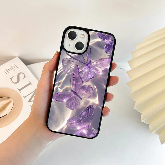 Purple Butterfly Sparkly Pink Printed Protective Case