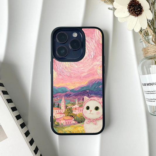Peach Cat VanGoghh Printed Protective Case
