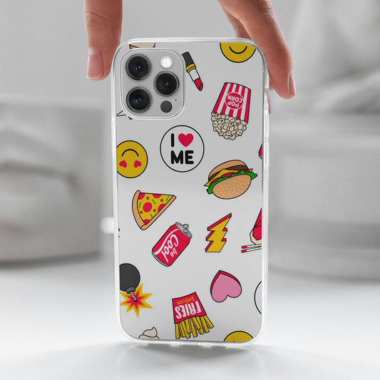 Transparent Silicone case with Foodie Stickers