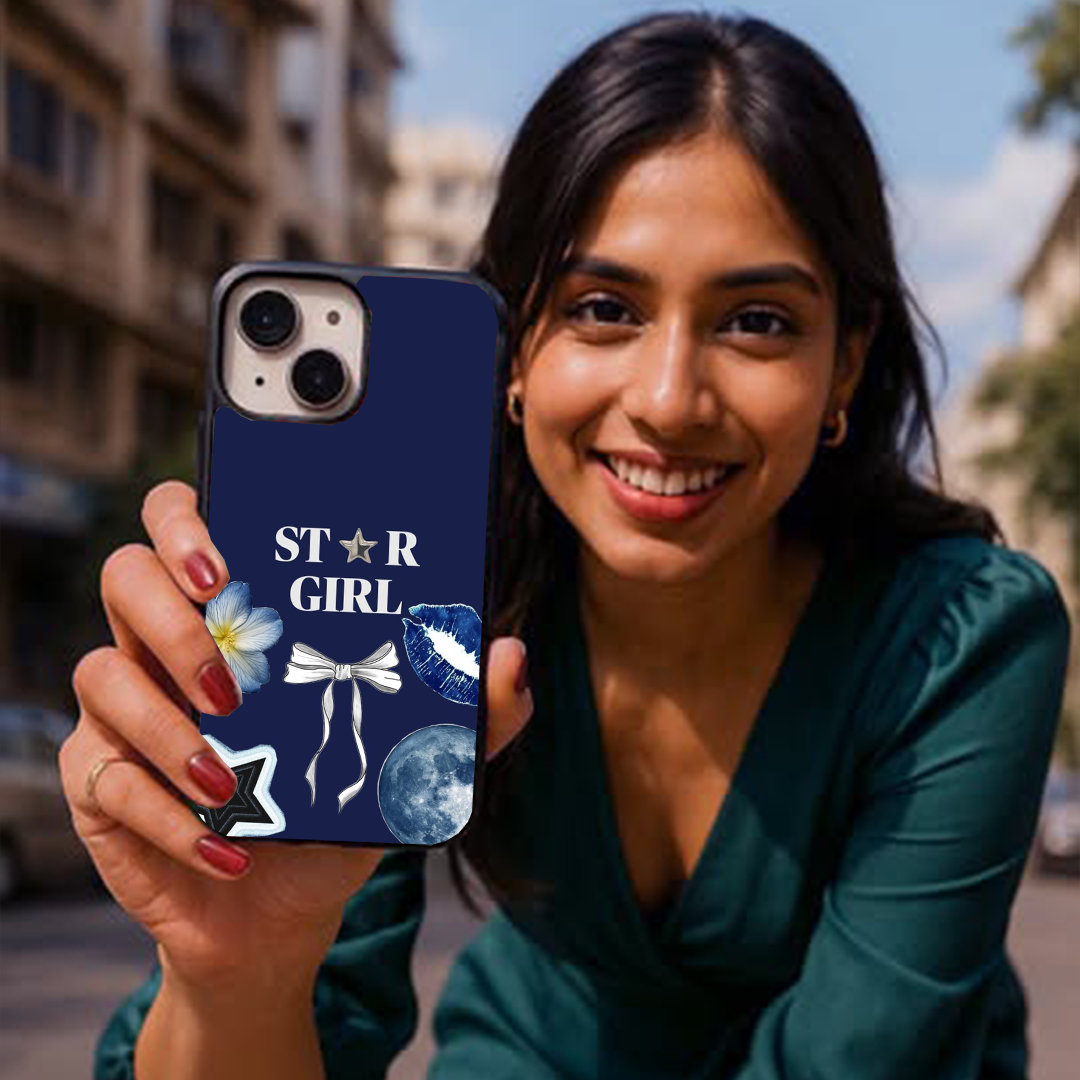 Floral Bow Star Girl Protective Phone Case Back Cover