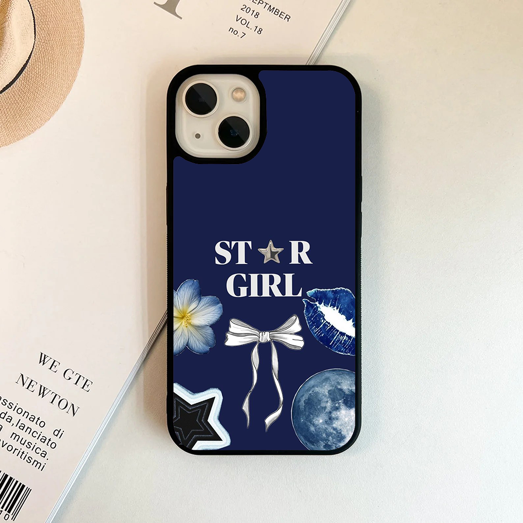 Floral Bow Star Girl Protective Phone Case Back Cover