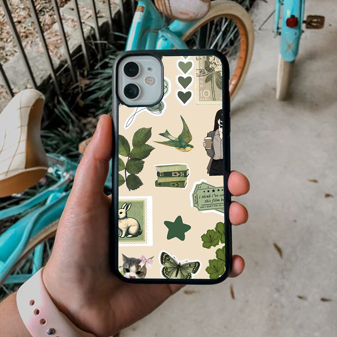 Vintage Petal Vibey Stickers Printed Protective Case