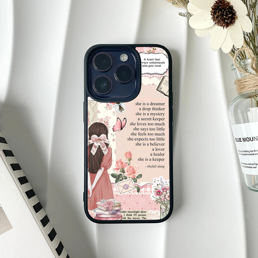 Bloom Bow GIrl Vibey Stickers Printed Protective Case