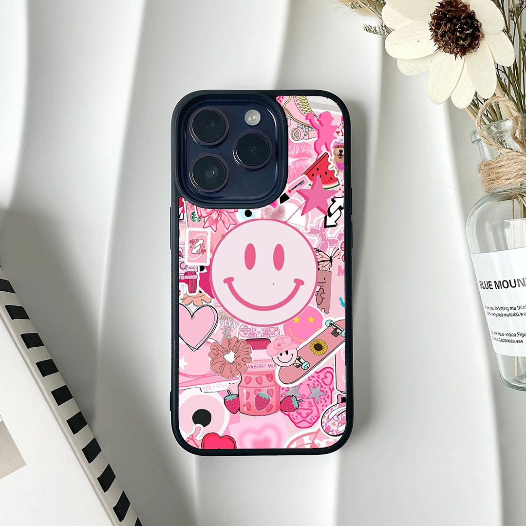 Happy Vibey Stickers Printed Protective Case