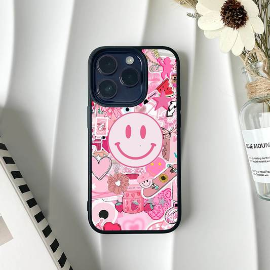 Happy Vibey Stickers Printed Protective Case