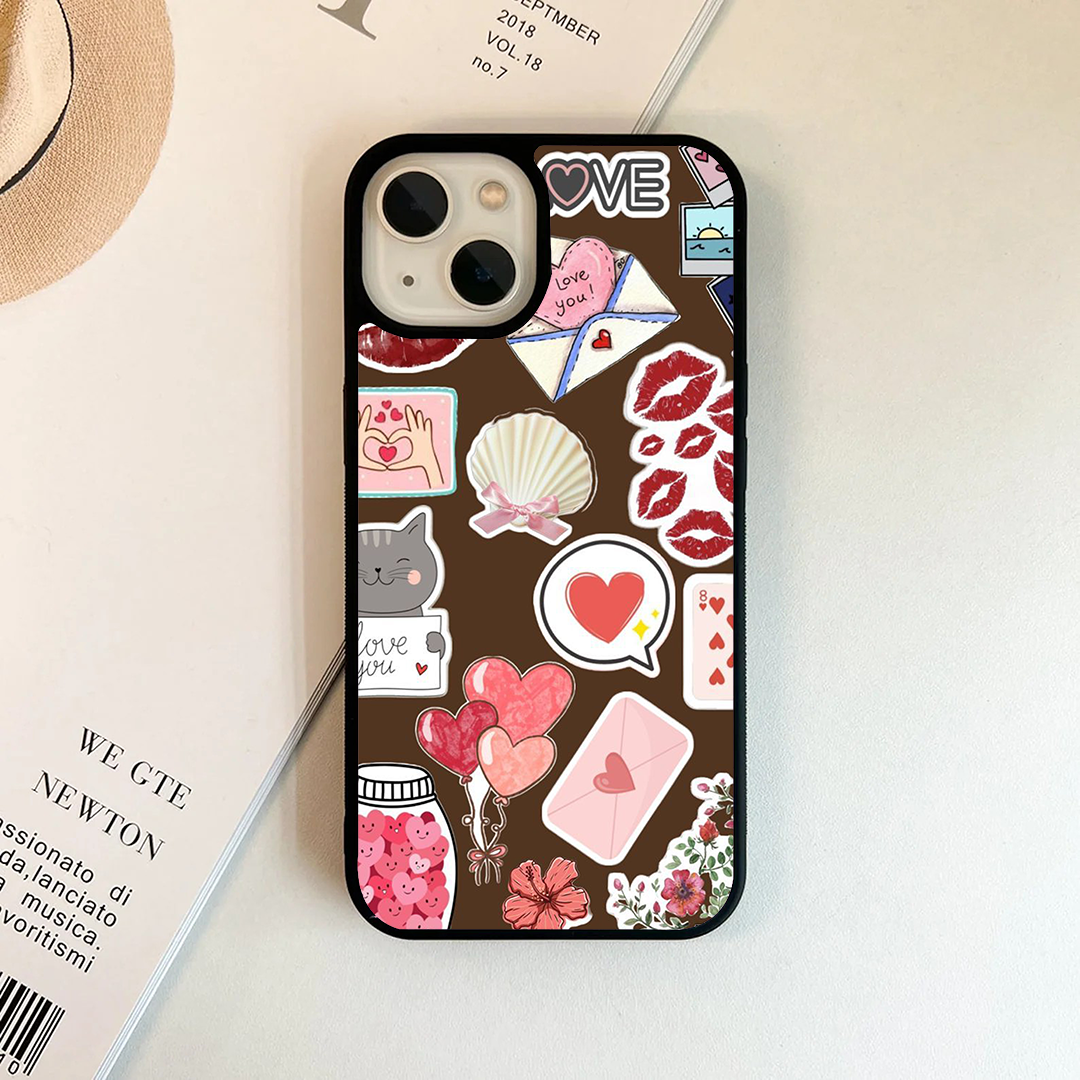 Love Vibey Stickers Printed Protective Case