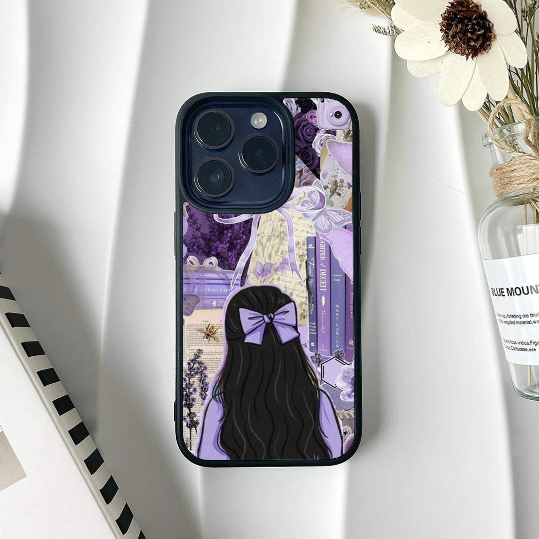 Purple Bowtie Vibey Stickers Printed Protective Case
