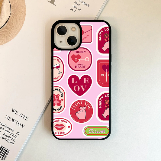 Red Love Vibey Stickers Printed Protective Case