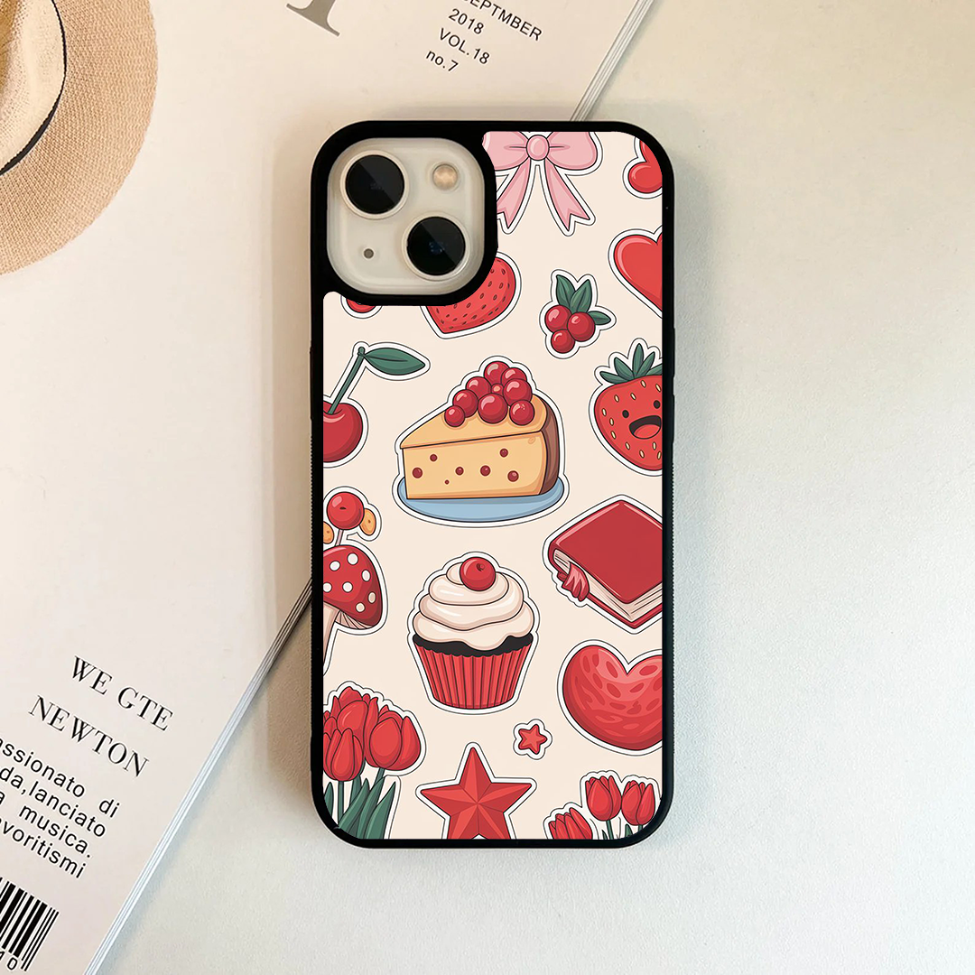 Blush Red Velvet Vibey Stickers Printed Protective Case