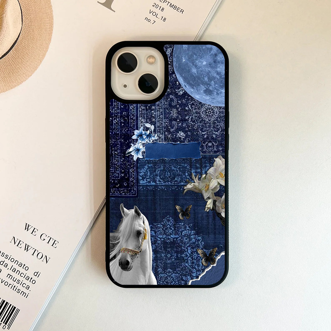 Persian Blue Wild Aura Horse Printed Protective Phone Case Back Cover