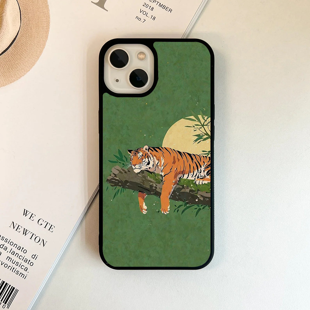 Greeny Wild Aura Tiger Printed Protective Phone Case Back Cover
