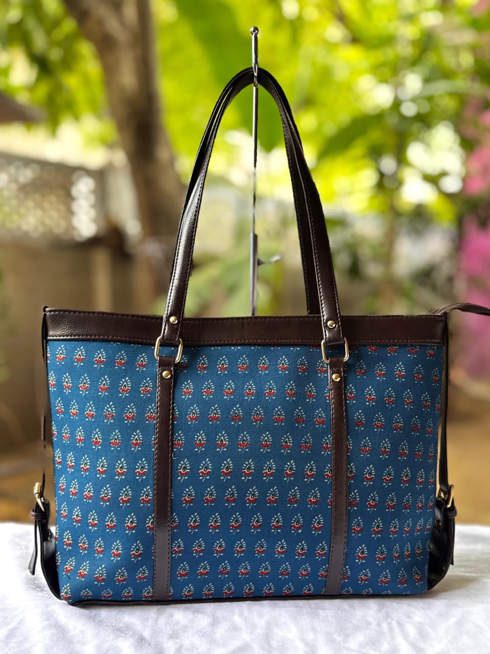 Indigo Hand Block Printed Hand Bag