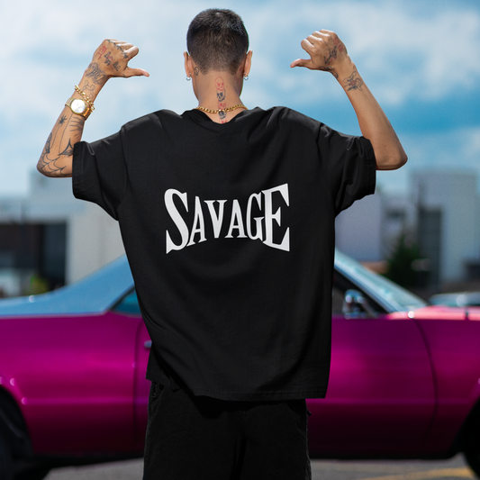 Savage Oversized Black Front And Back Printed Tshirt Unisex