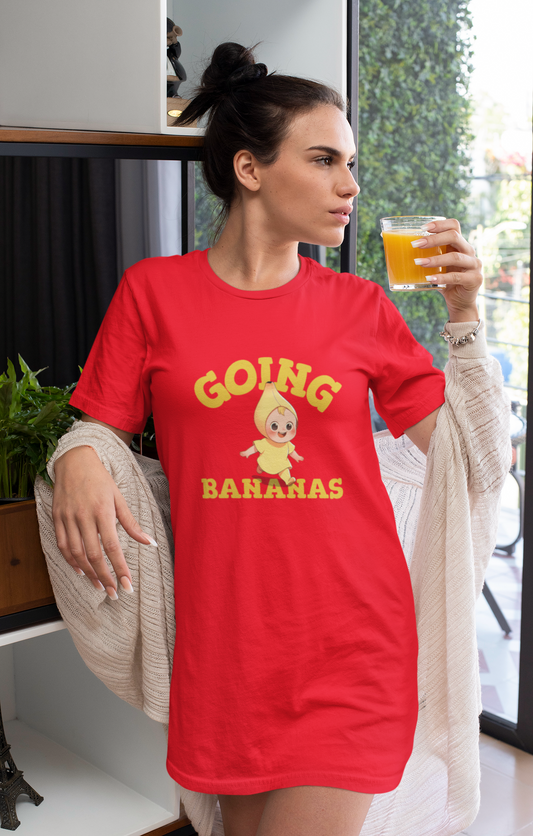 Going bananas Printed Red T-shirt Dress