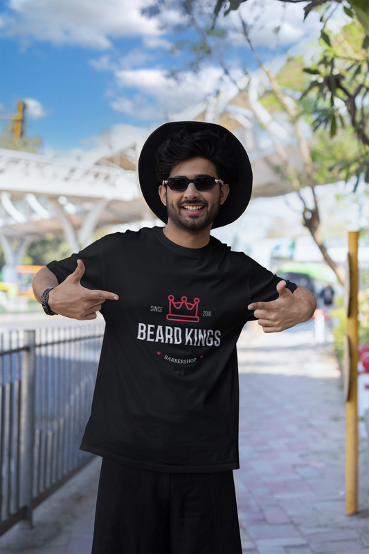 Beard Kings Oversized Black Printed Tshirt Unisex