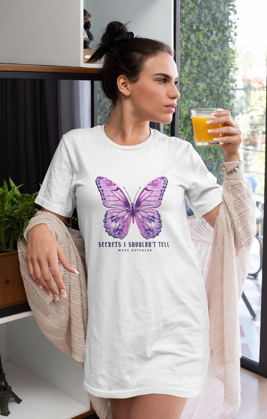 Butterfly art Printed White T-shirt Dress